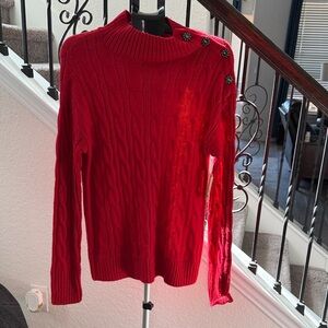 NWT - St. John's Bay Red Cable Knit Turtleneck Sweater